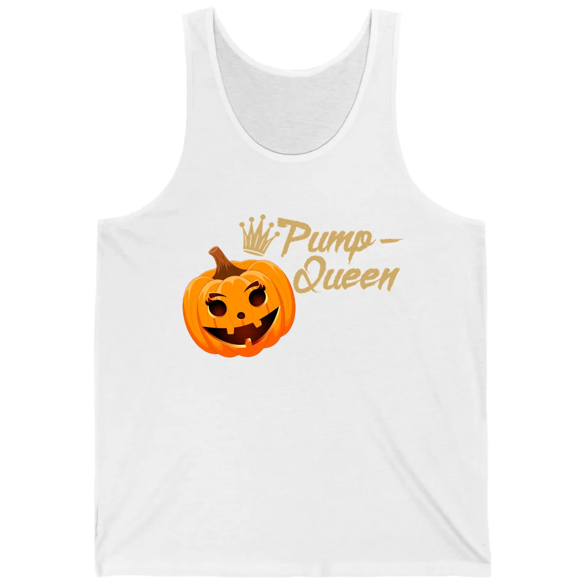 Pumpkin Queen Halloween Design Tank in White