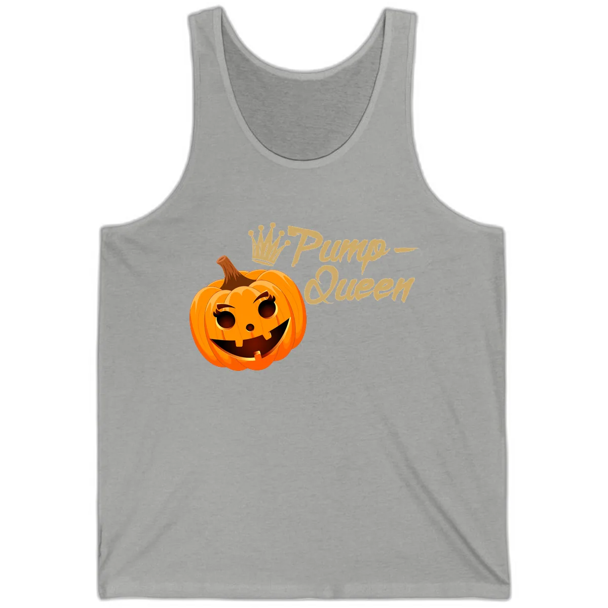 Pumpkin Queen Halloween Design Tank in Athletic Heather
