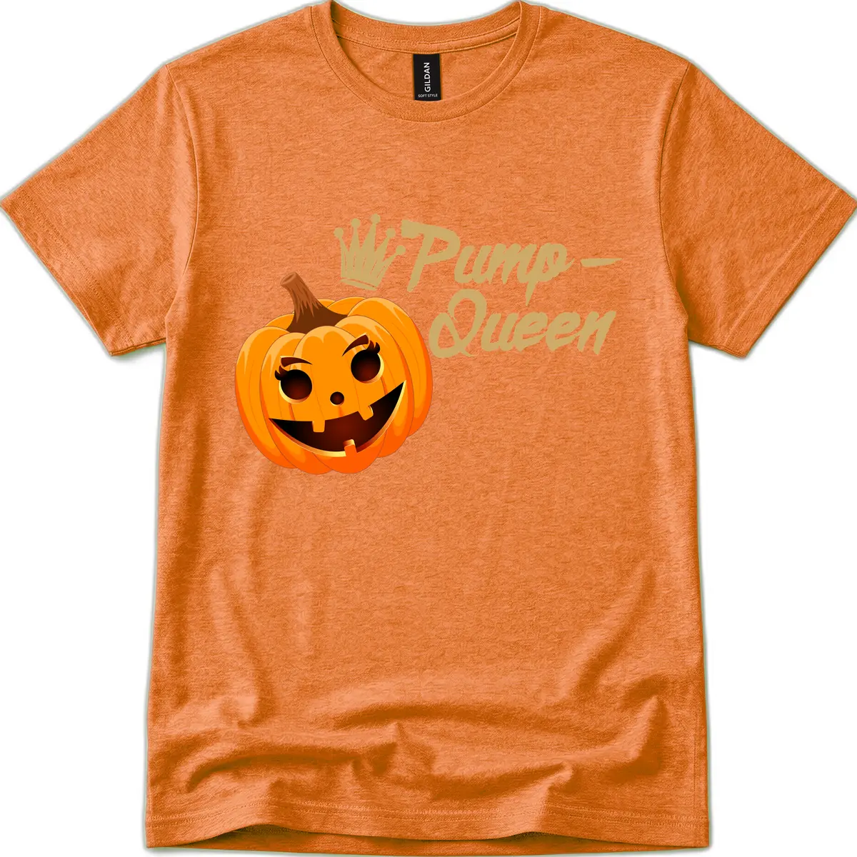 Pumpkin Queen Halloween Design T-Shirt in Heather Orange