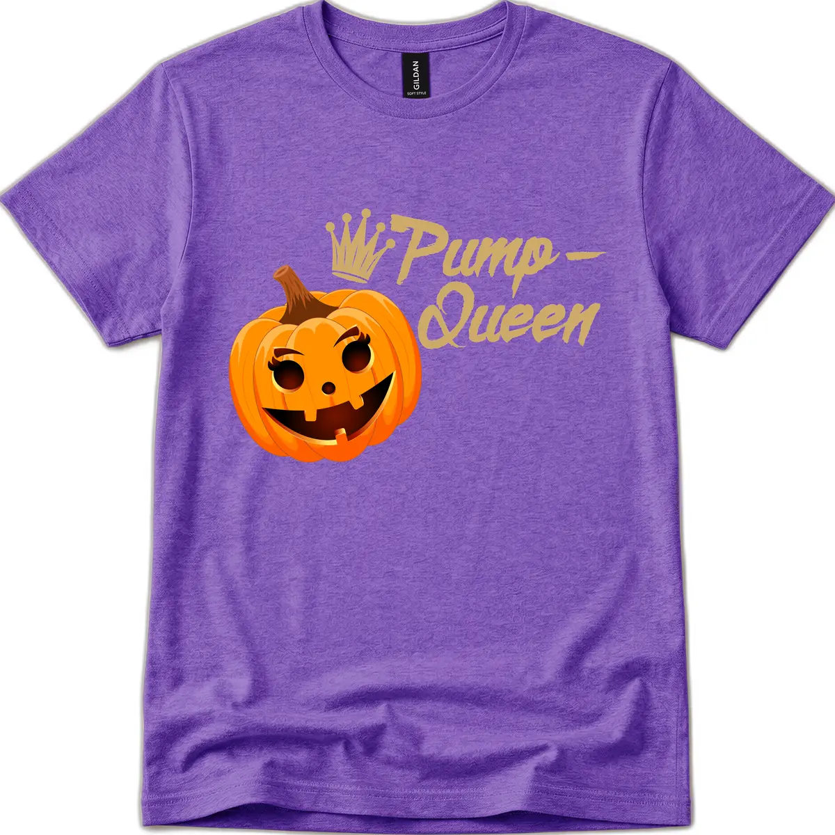 Pumpkin Queen Halloween Design T-Shirt in Heather Purple