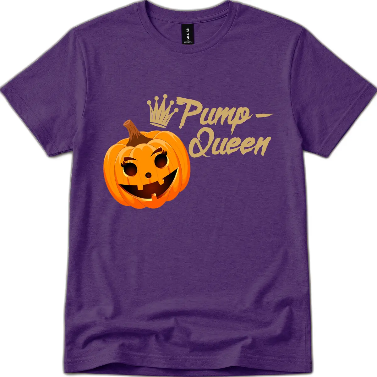 Pumpkin Queen Halloween Design T-Shirt in Purple