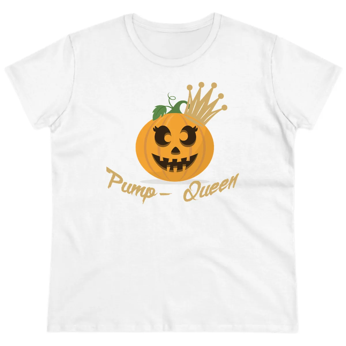 Pumpkin Queen Halloween Character Ladies Tee in White