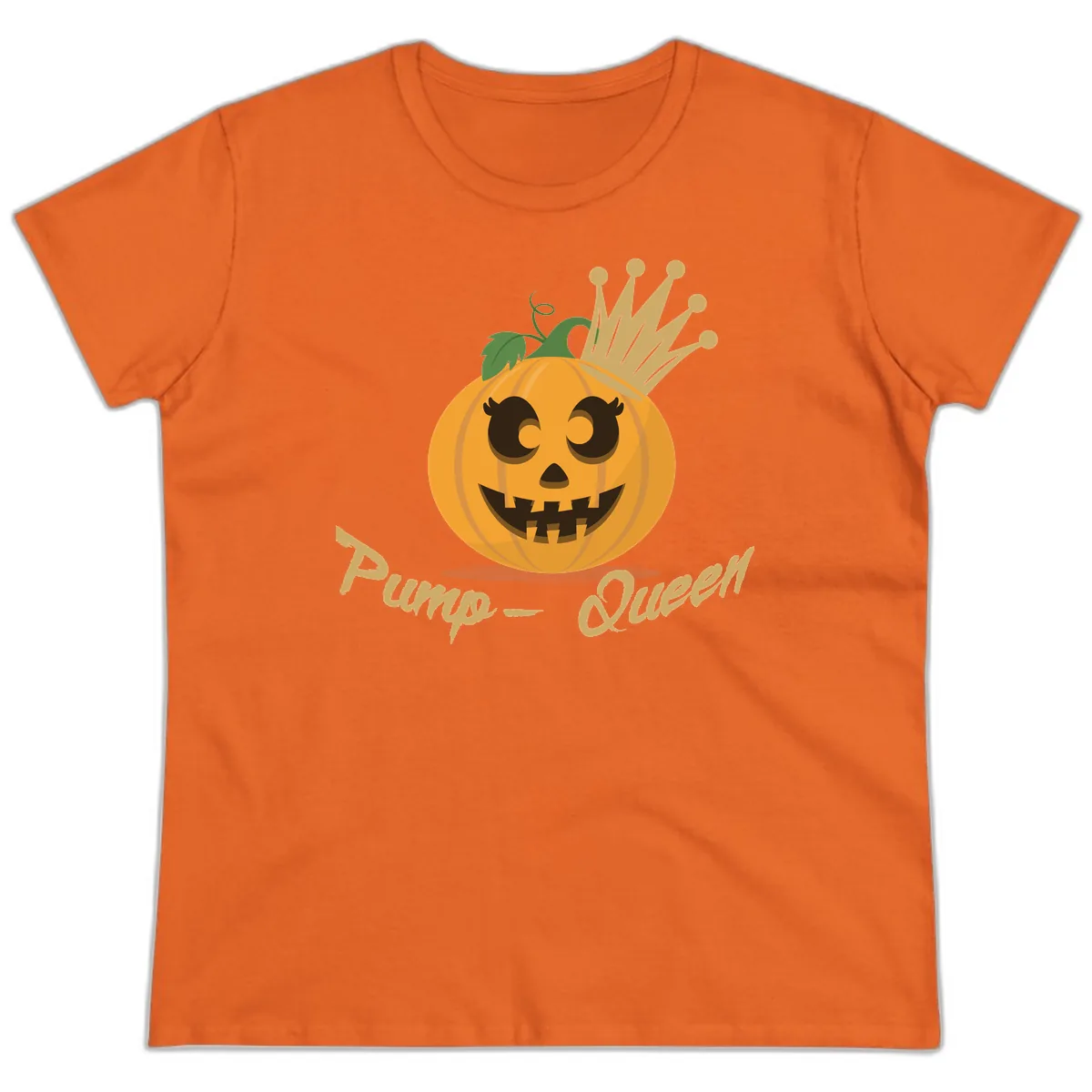 Pumpkin Queen Halloween Character Ladies Tee in Orange