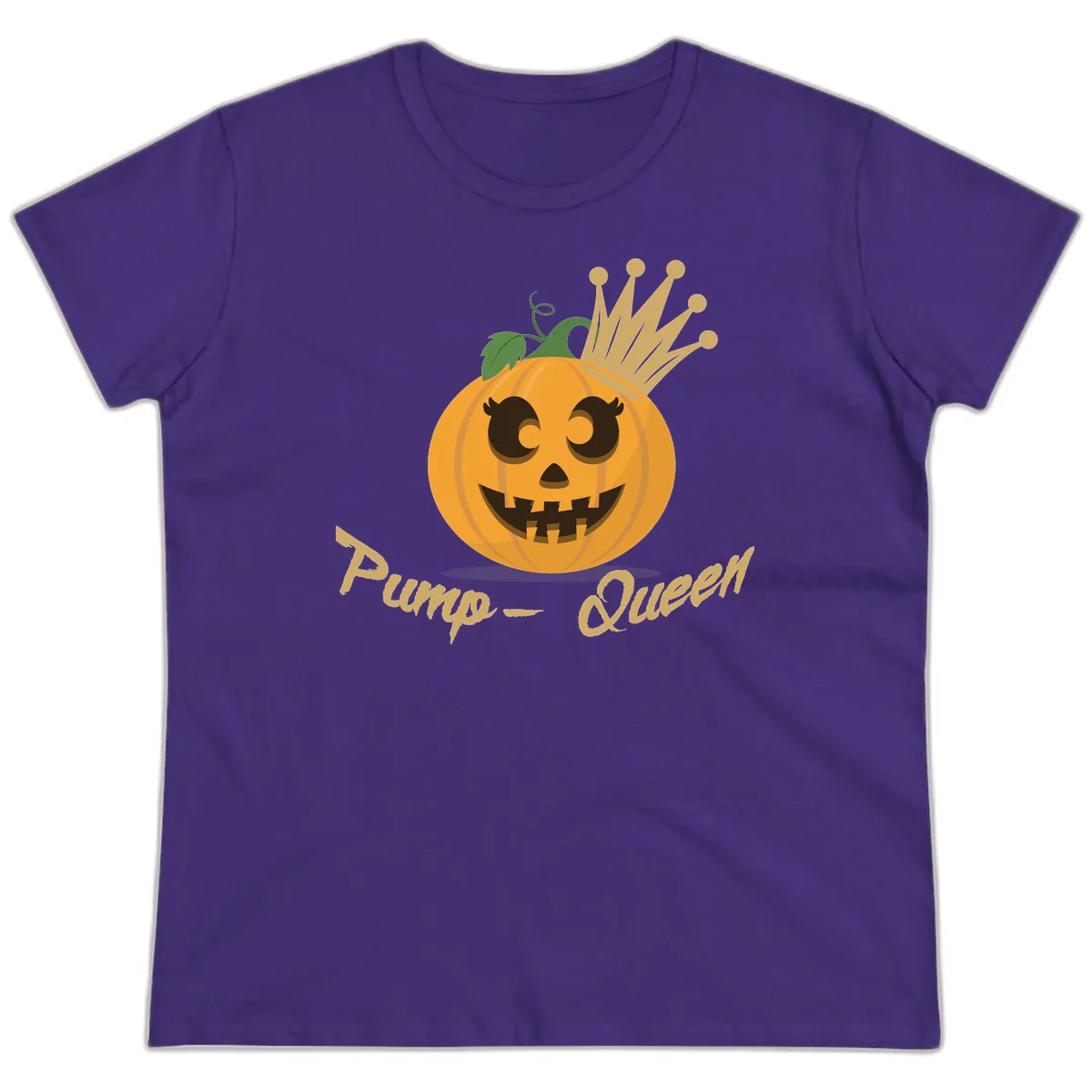 Pumpkin Queen Halloween Character Ladies Tee in Purple