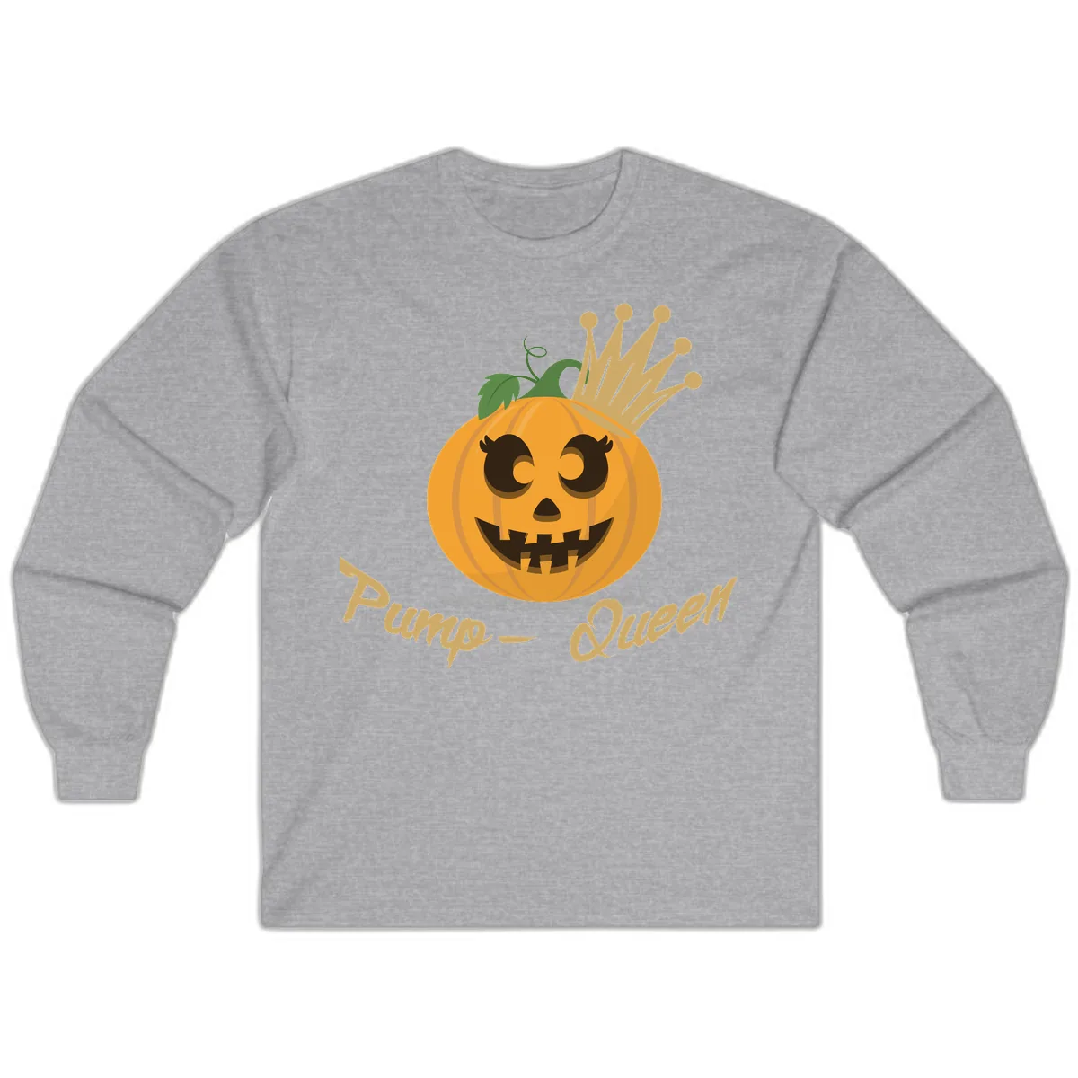 Pumpkin Queen Halloween Character Long Sleeve in Sport Grey