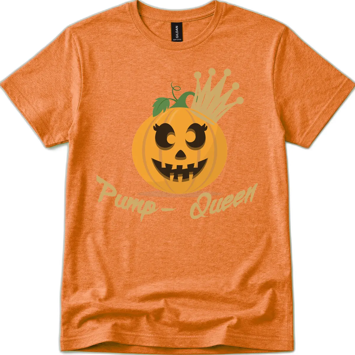 Pumpkin Queen Halloween Character T-Shirt in Heather Orange