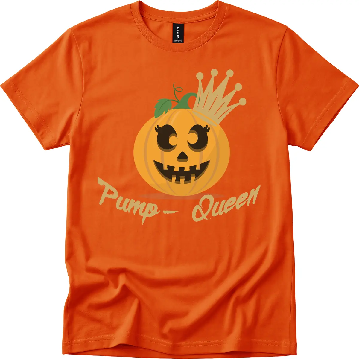 Pumpkin Queen Halloween Character T-Shirt in Orange