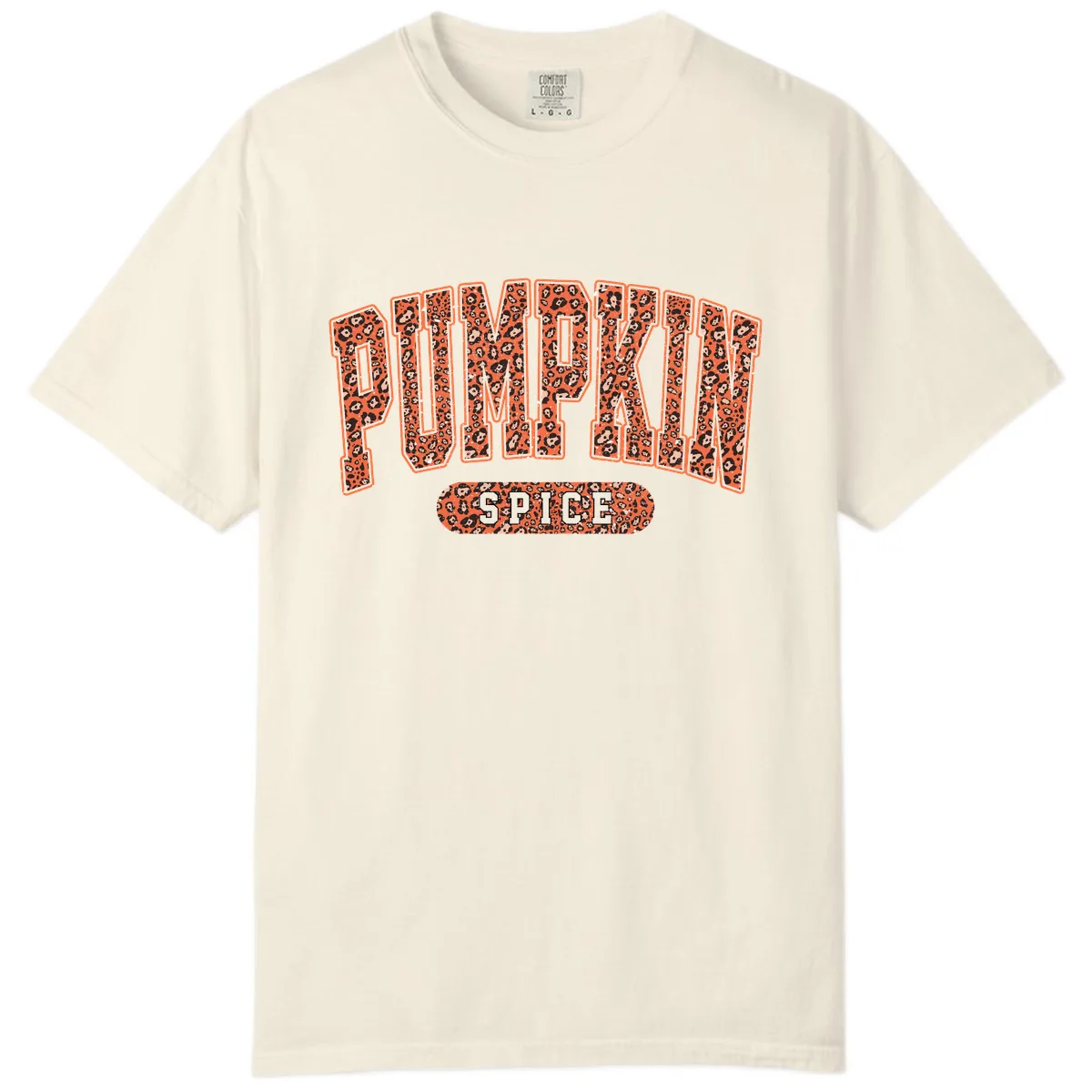 Leopard Print Pumpkin Spice Letters Comfort Color in Ivory