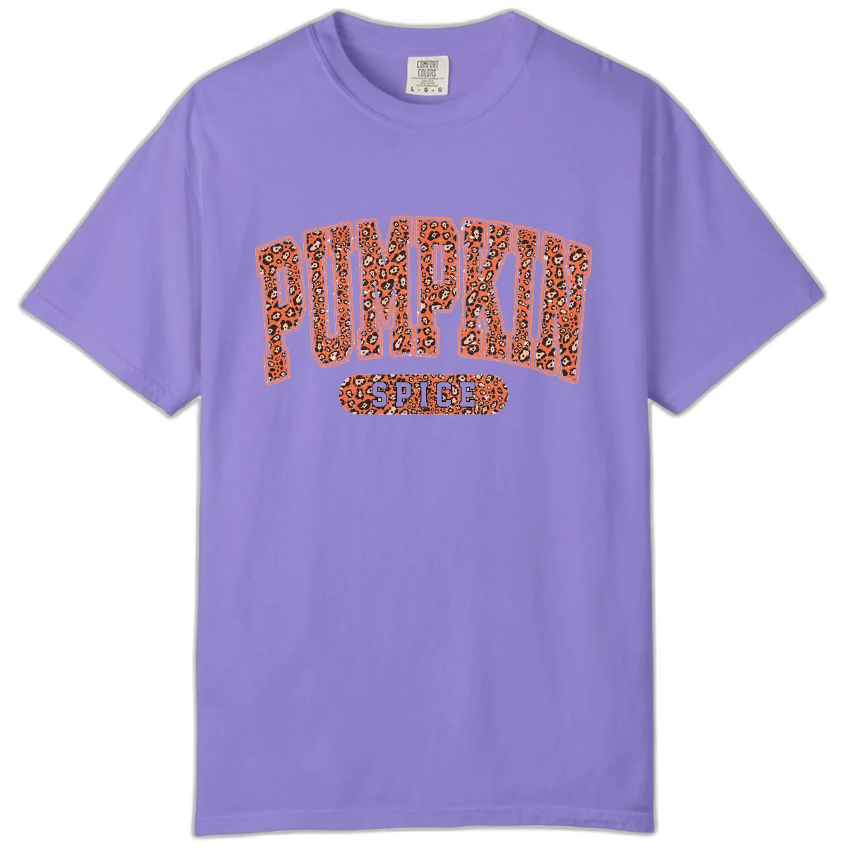 Leopard Print Pumpkin Spice Letters Comfort Color in Violet