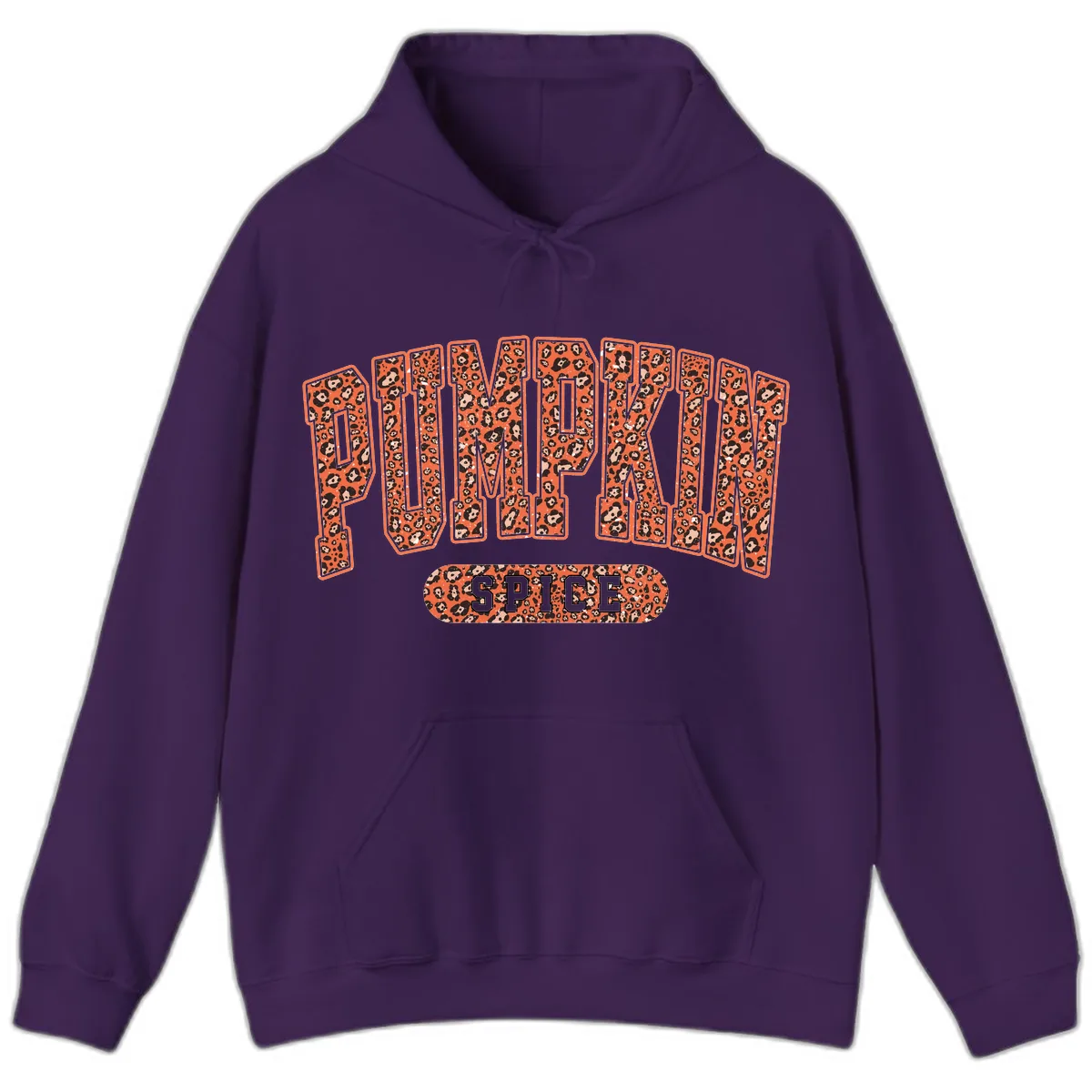 Leopard Print Pumpkin Spice Letters Hoodie in Purple