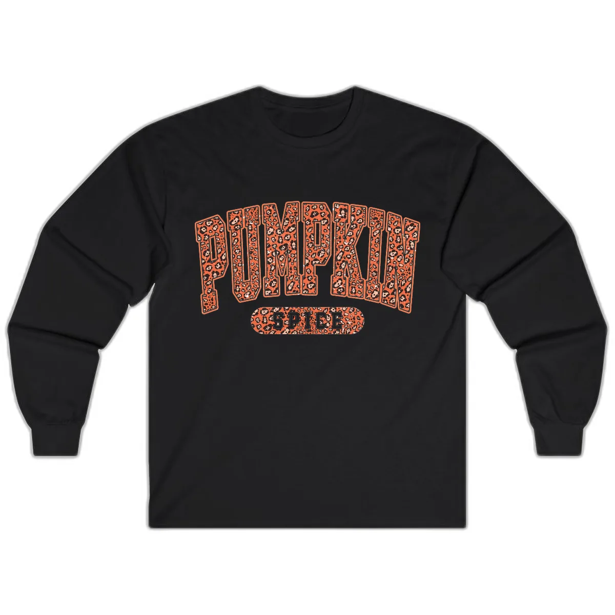 Leopard Print Pumpkin Spice Letters Long Sleeve in Black