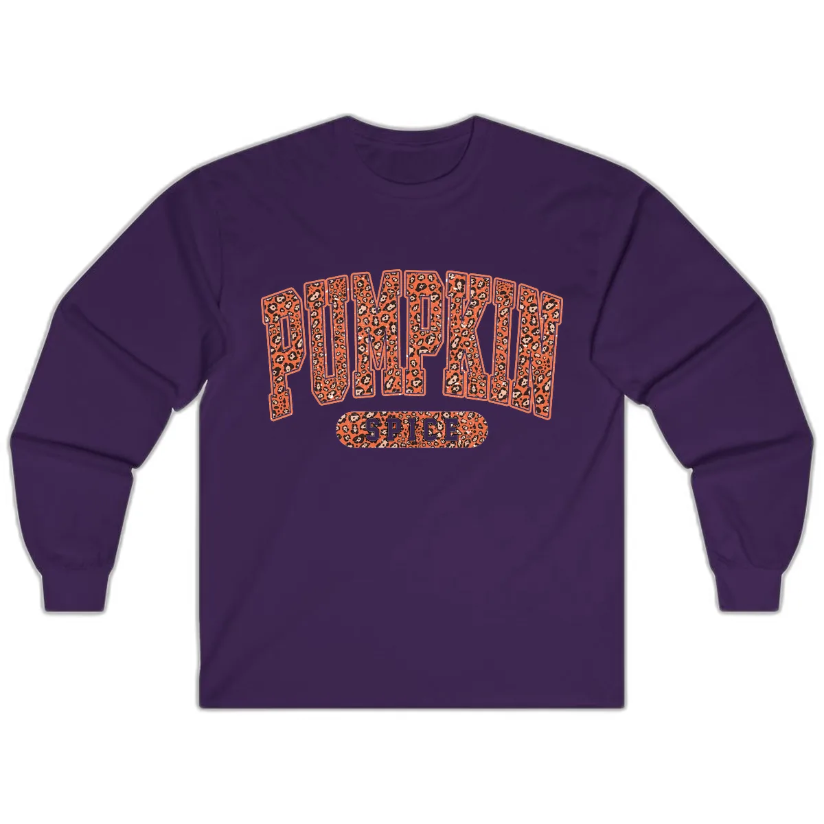 Leopard Print Pumpkin Spice Letters Long Sleeve in Purple