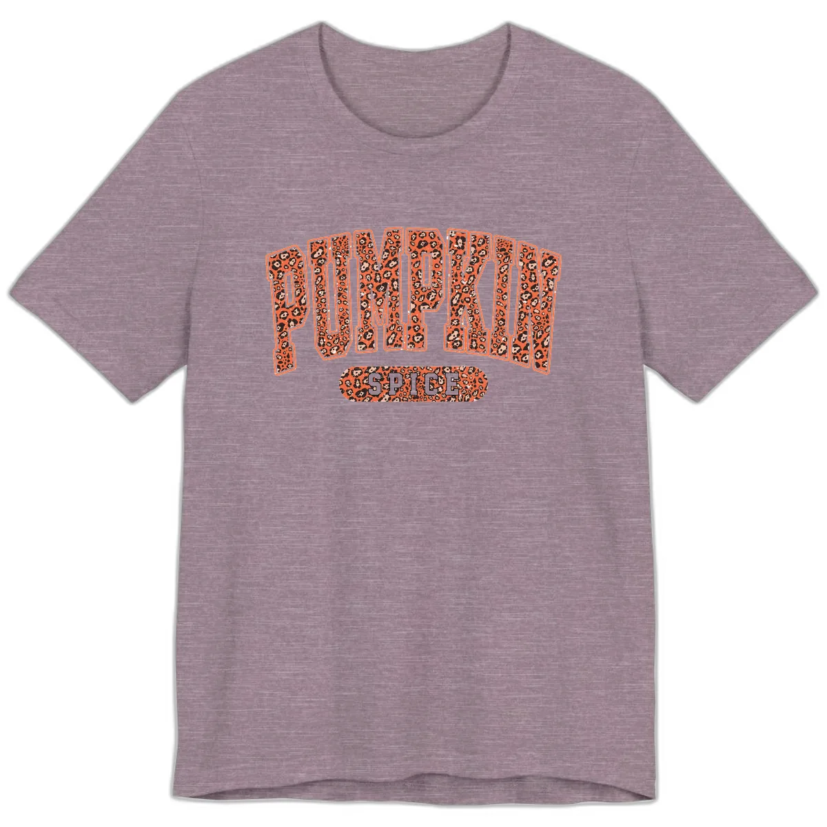 Leopard Print Pumpkin Spice Letters Premium T-Shirt in Heather Purple