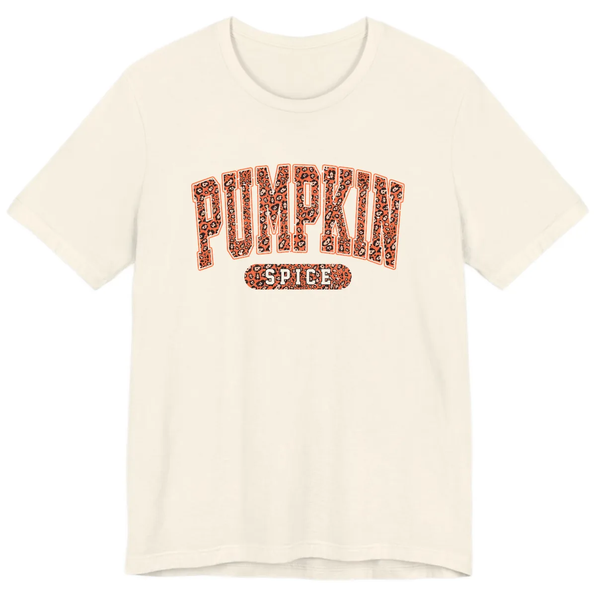 Leopard Print Pumpkin Spice Letters Premium T-Shirt in Natural
