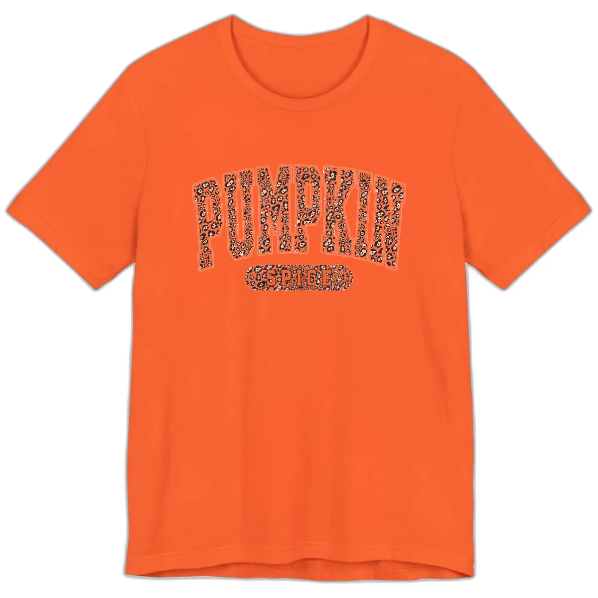 Leopard Print Pumpkin Spice Letters Premium T-Shirt in Orange