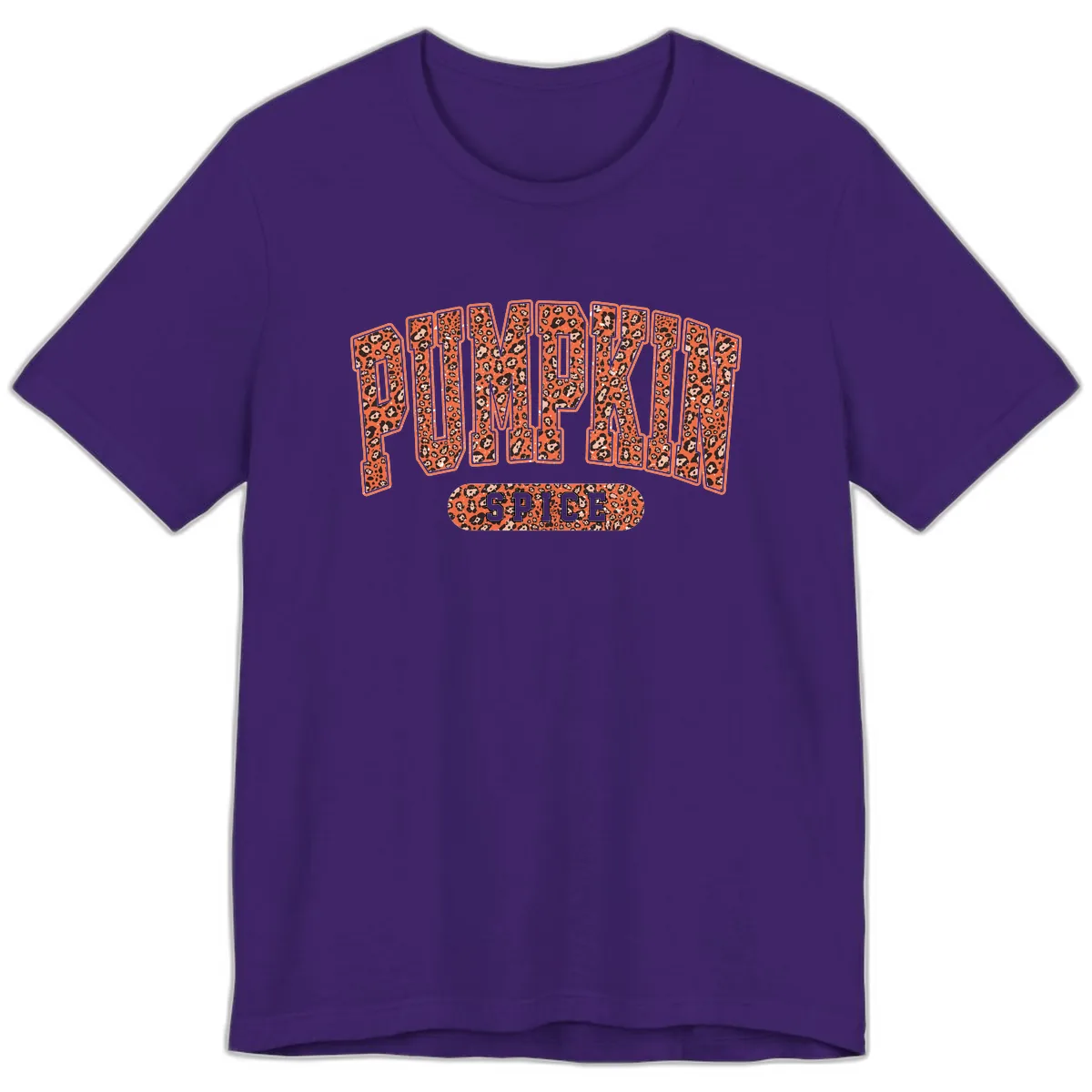 Leopard Print Pumpkin Spice Letters Premium T-Shirt in Team Purple