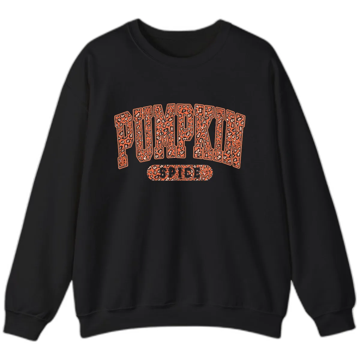 Leopard Print Pumpkin Spice Letters Sweatshirt in Black