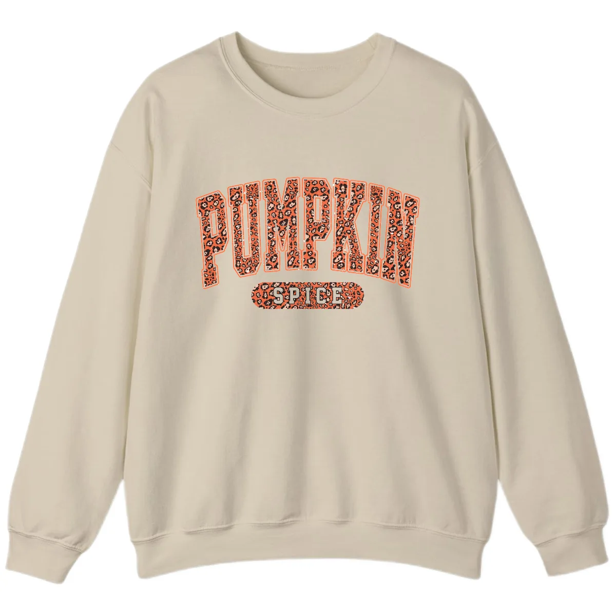 Leopard Print Pumpkin Spice Letters Sweatshirt in Sand