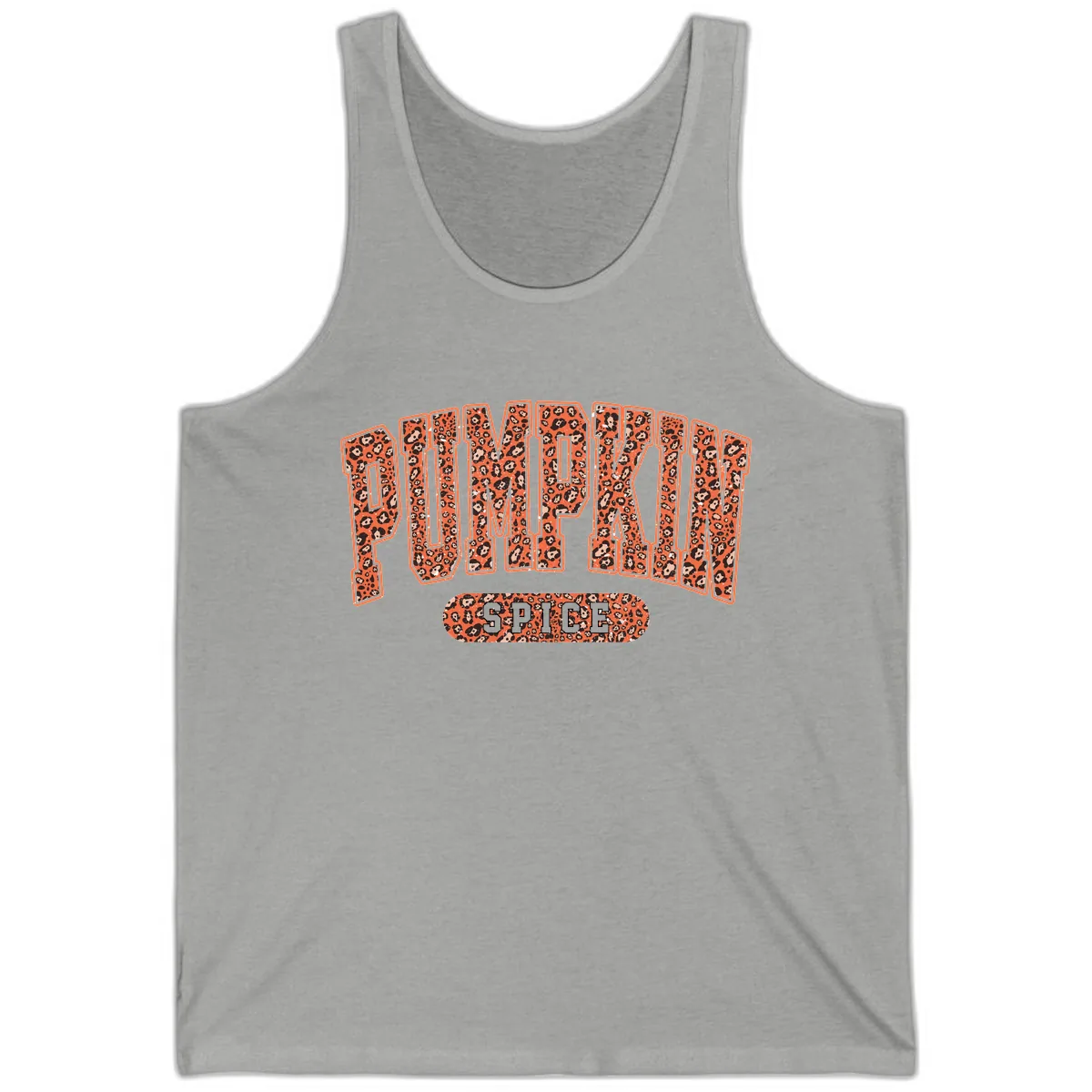 Leopard Print Pumpkin Spice Letters Tank in Athletic Heather