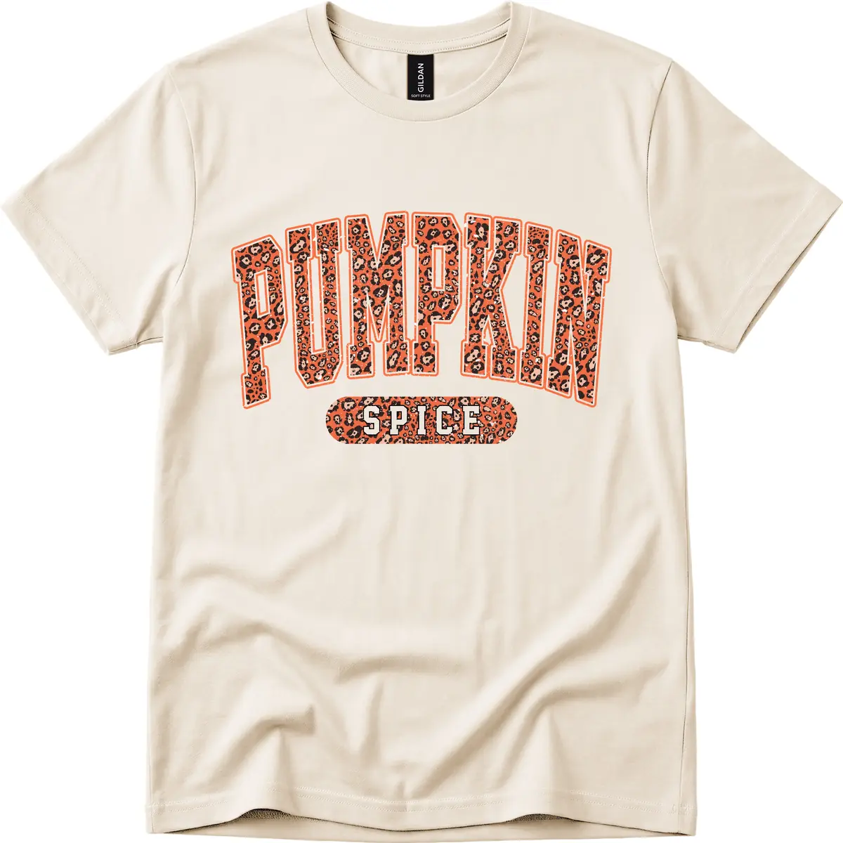 Leopard Print Pumpkin Spice Letters T-Shirt in Natural