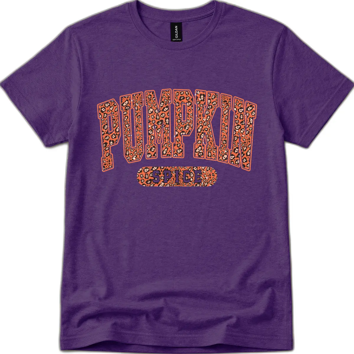 Leopard Print Pumpkin Spice Letters T-Shirt in Purple