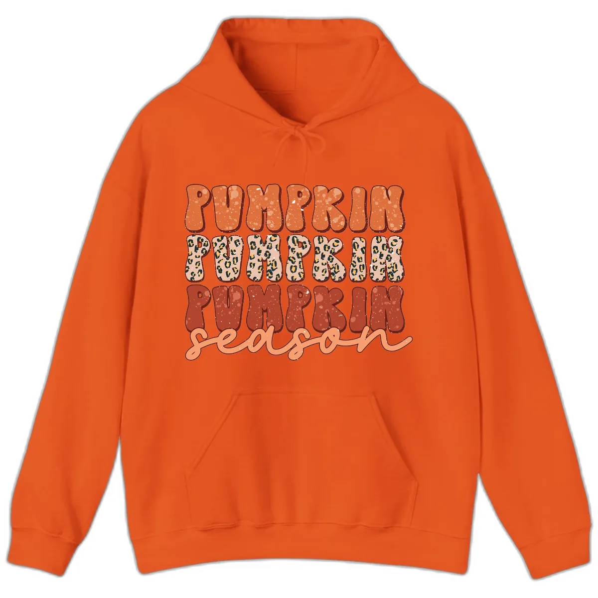 Pumpkin Patch Season Groovy Text Hoodie in Orange