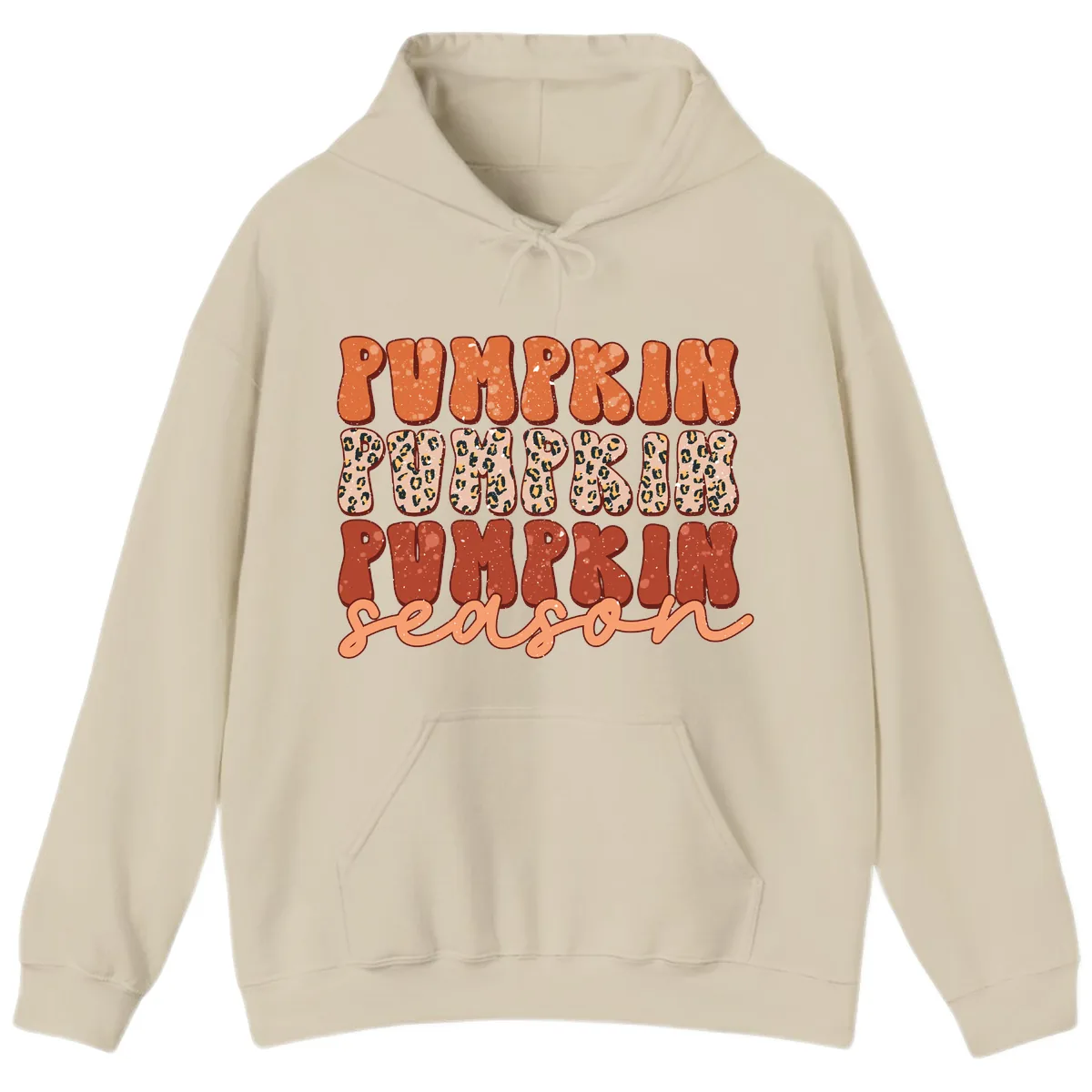 Pumpkin Patch Season Groovy Text Hoodie in Sand