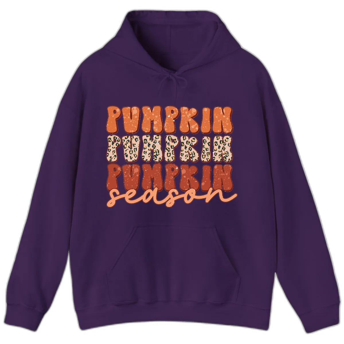 Pumpkin Patch Season Groovy Text Hoodie in Purple