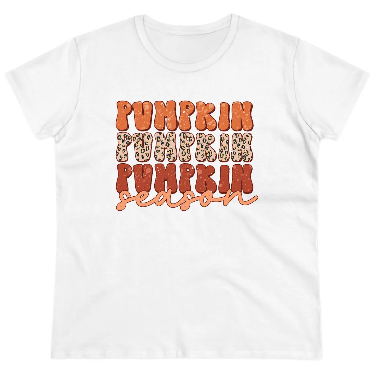 Pumpkin Patch Season Groovy Text Ladies Tee in White