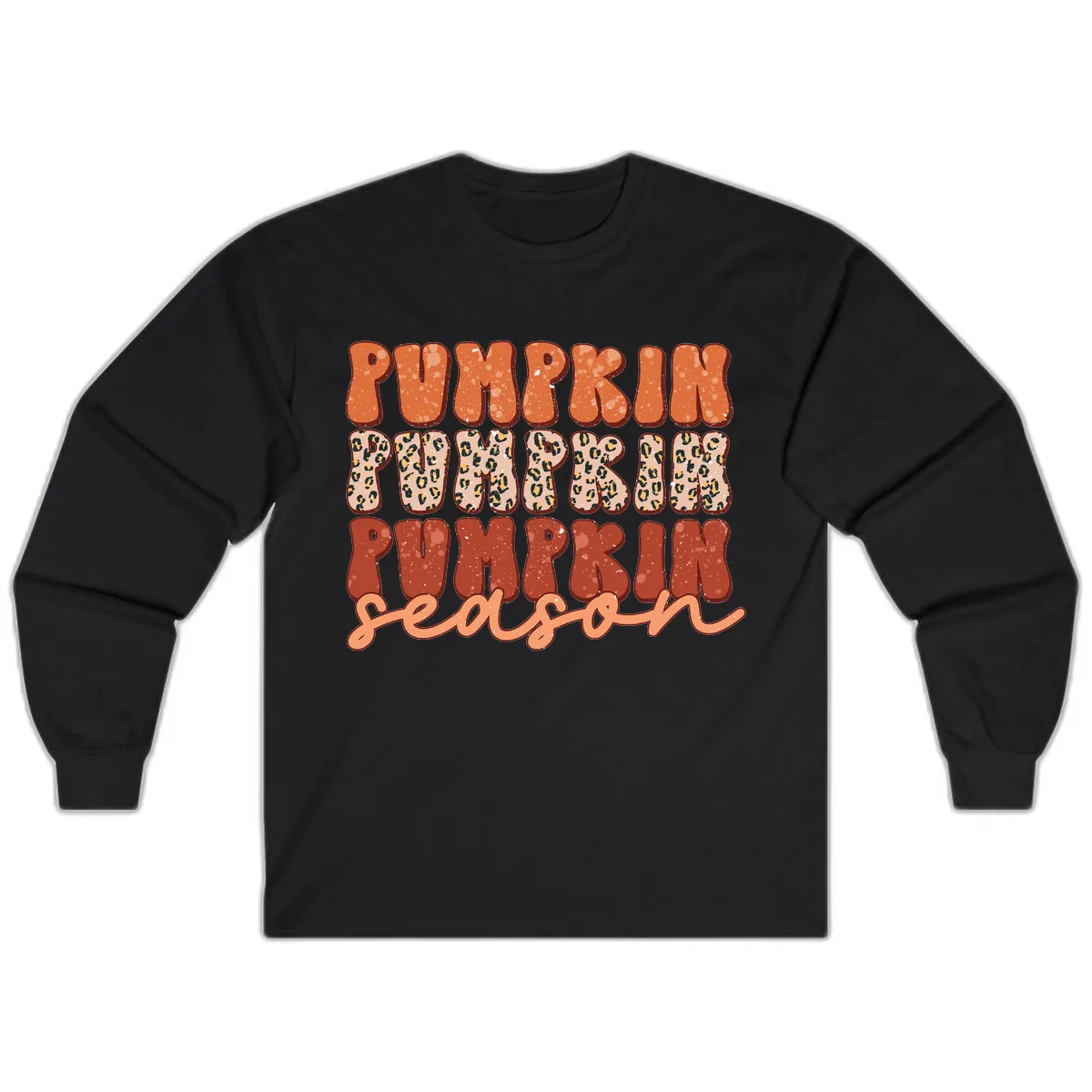 Pumpkin Patch Season Groovy Text Long Sleeve in Black
