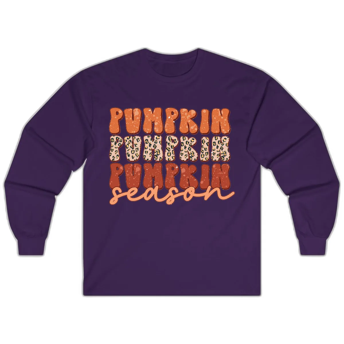 Pumpkin Patch Season Groovy Text Long Sleeve in Purple