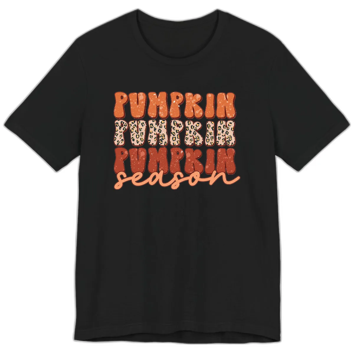 Pumpkin Patch Season Groovy Text Premium T-Shirt in Black
