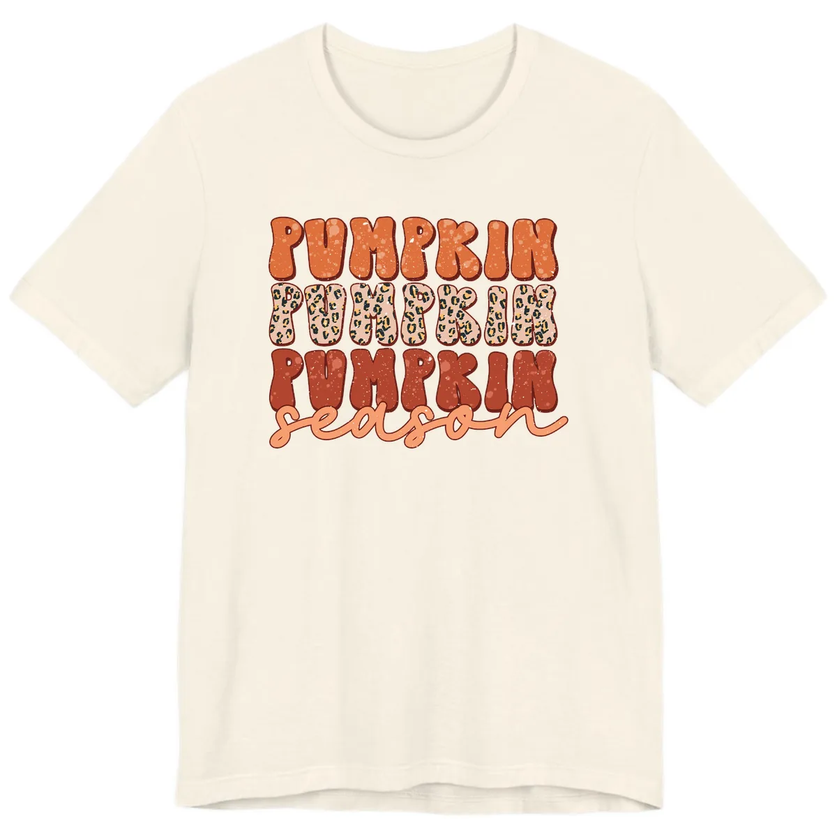 Pumpkin Patch Season Groovy Text Premium T-Shirt in Natural