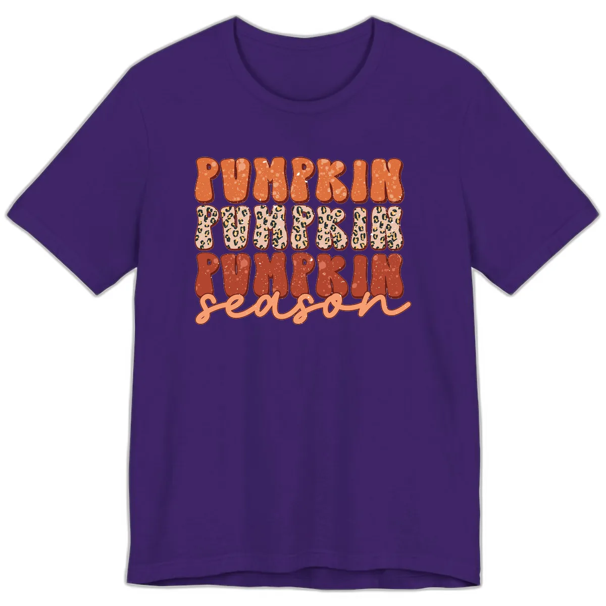Pumpkin Patch Season Groovy Text Premium T-Shirt in Team Purple