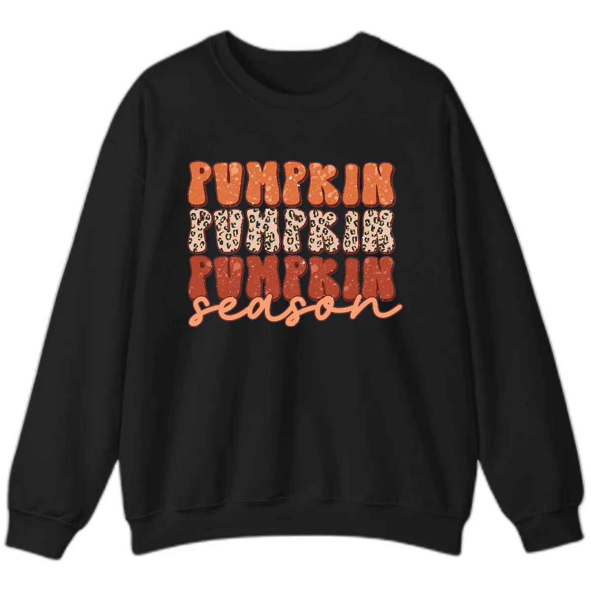 Pumpkin Patch Season Groovy Text Sweatshirt in Black