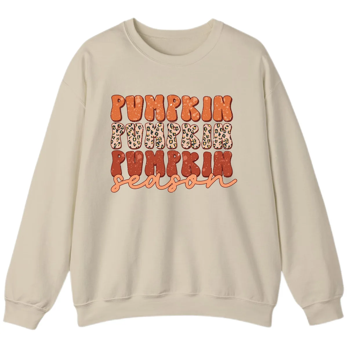 Pumpkin Patch Season Groovy Text Sweatshirt in Sand