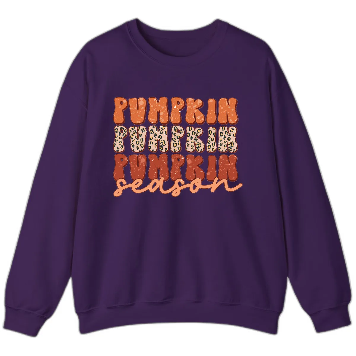 Pumpkin Patch Season Groovy Text Sweatshirt in Purple