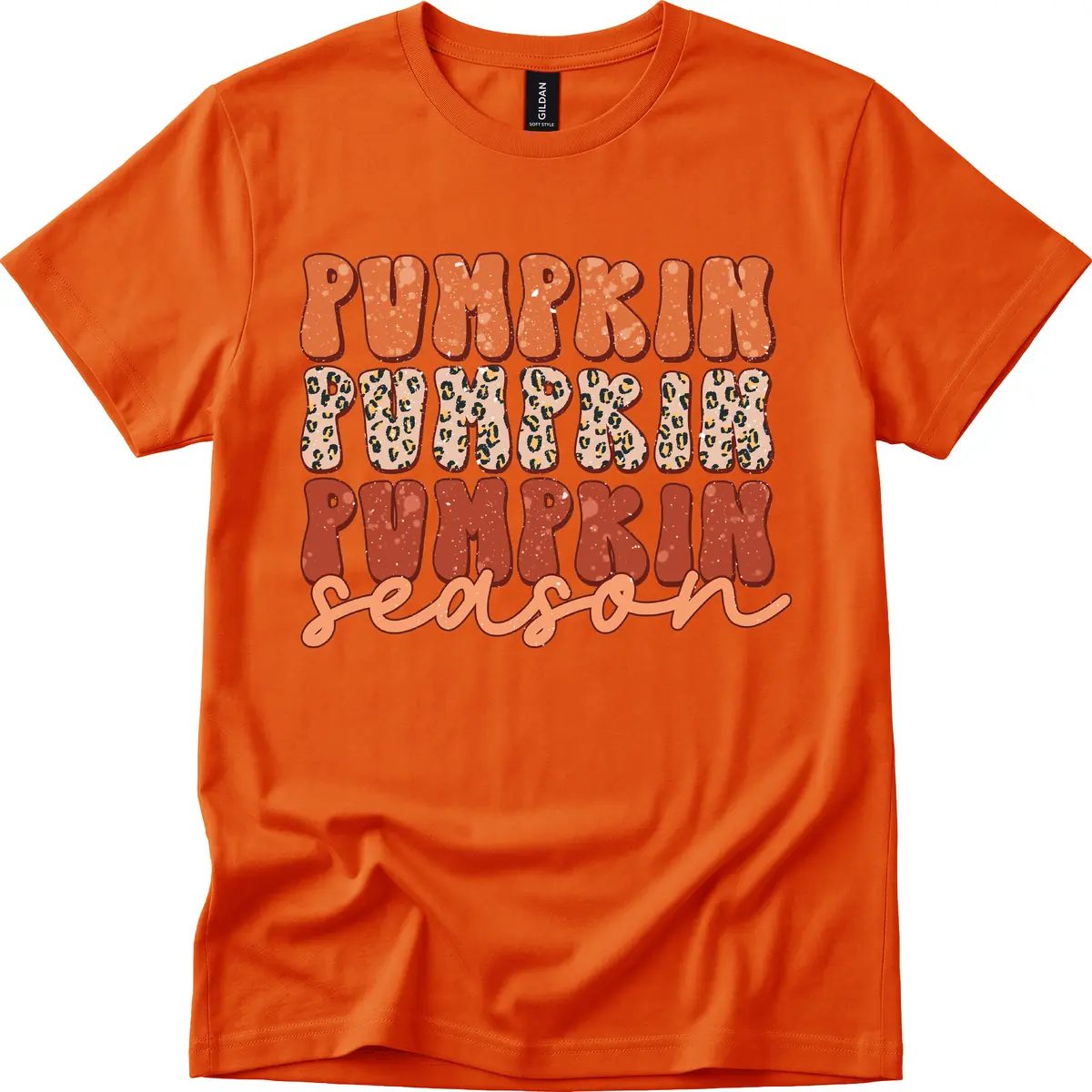 Pumpkin Patch Season Groovy Text T-Shirt in Orange