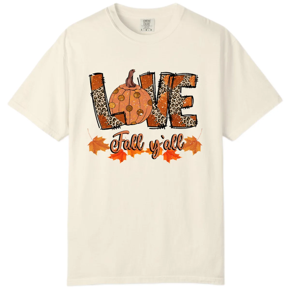 Fall Love Leopard Pumpkin Comfort Color in Ivory