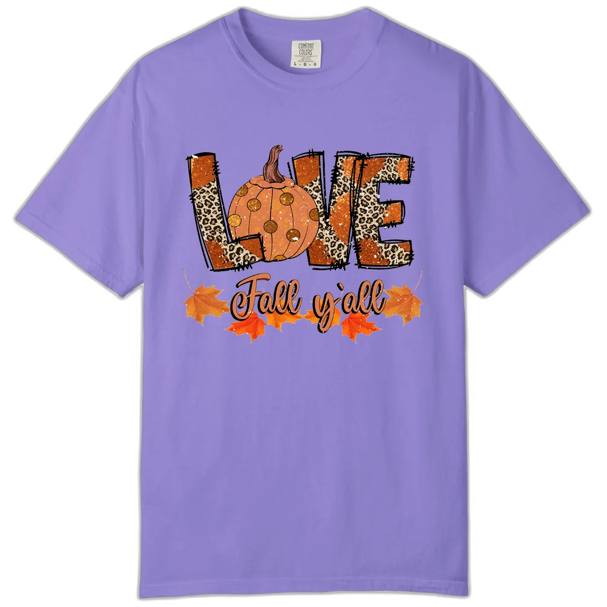 Fall Love Leopard Pumpkin Comfort Color in Violet