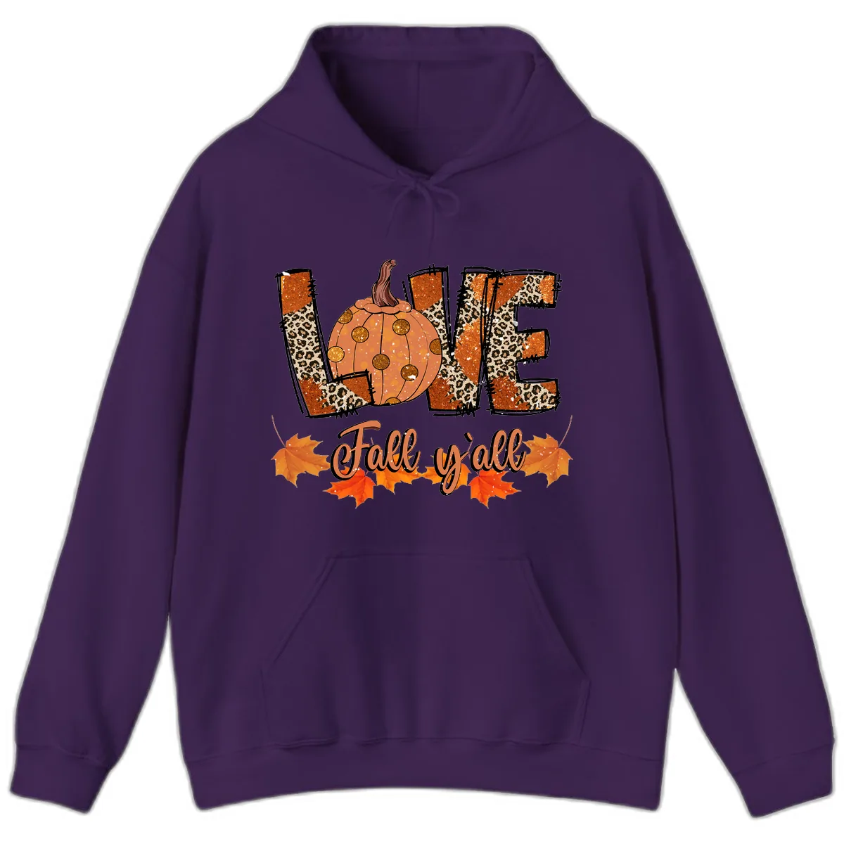 Fall Love Leopard Pumpkin Hoodie in Purple
