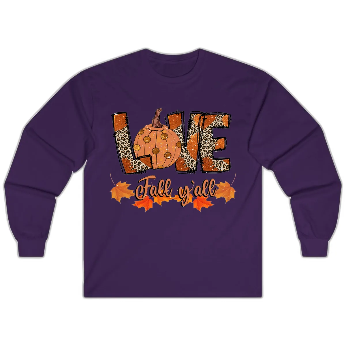 Fall Love Leopard Pumpkin Long Sleeve in Purple