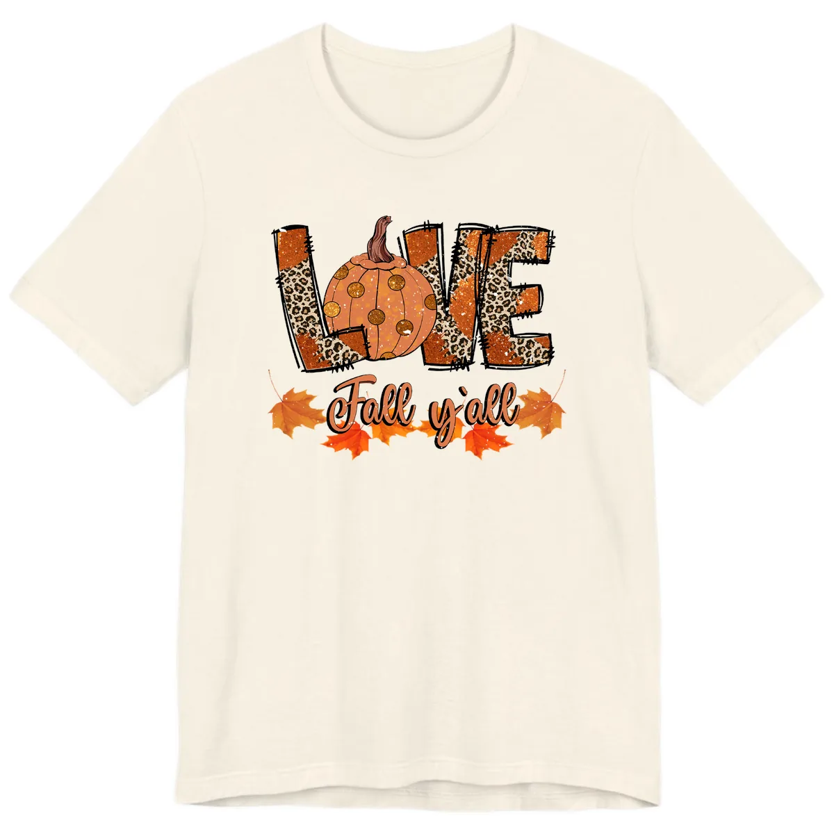 Fall Love Leopard Pumpkin Premium T-Shirt in Natural