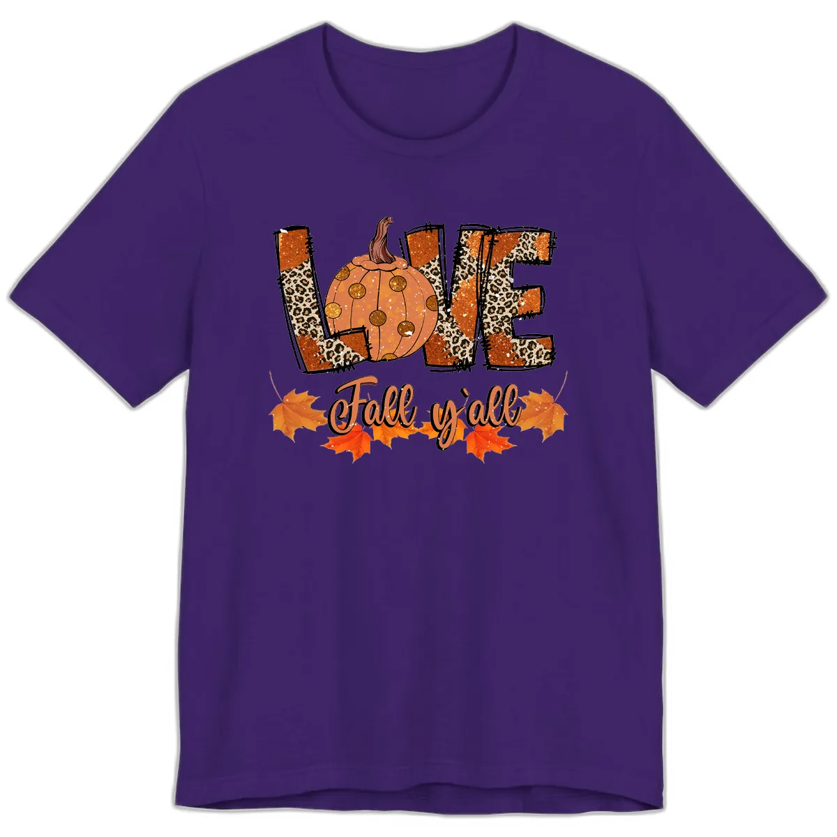 Fall Love Leopard Pumpkin Premium T-Shirt in Team Purple