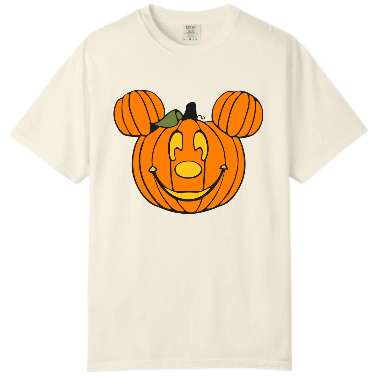 Mickey Pumpkin Halloween Jack-o-Lantern Comfort Color in Ivory