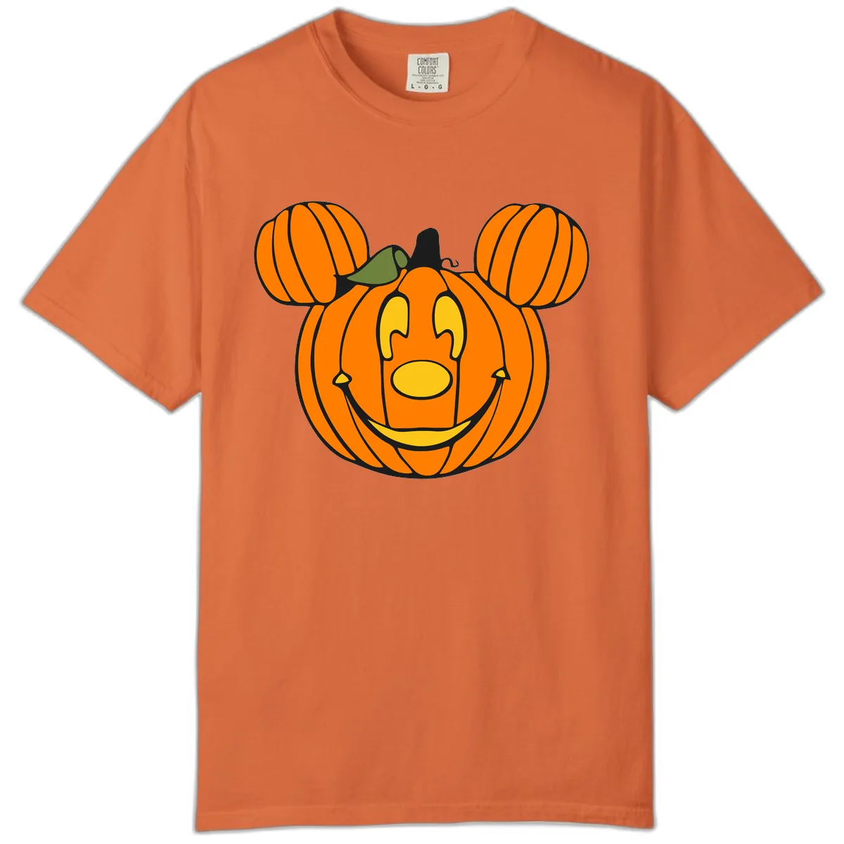 Mickey Pumpkin Halloween Jack-o-Lantern Comfort Color in Burnt Orange