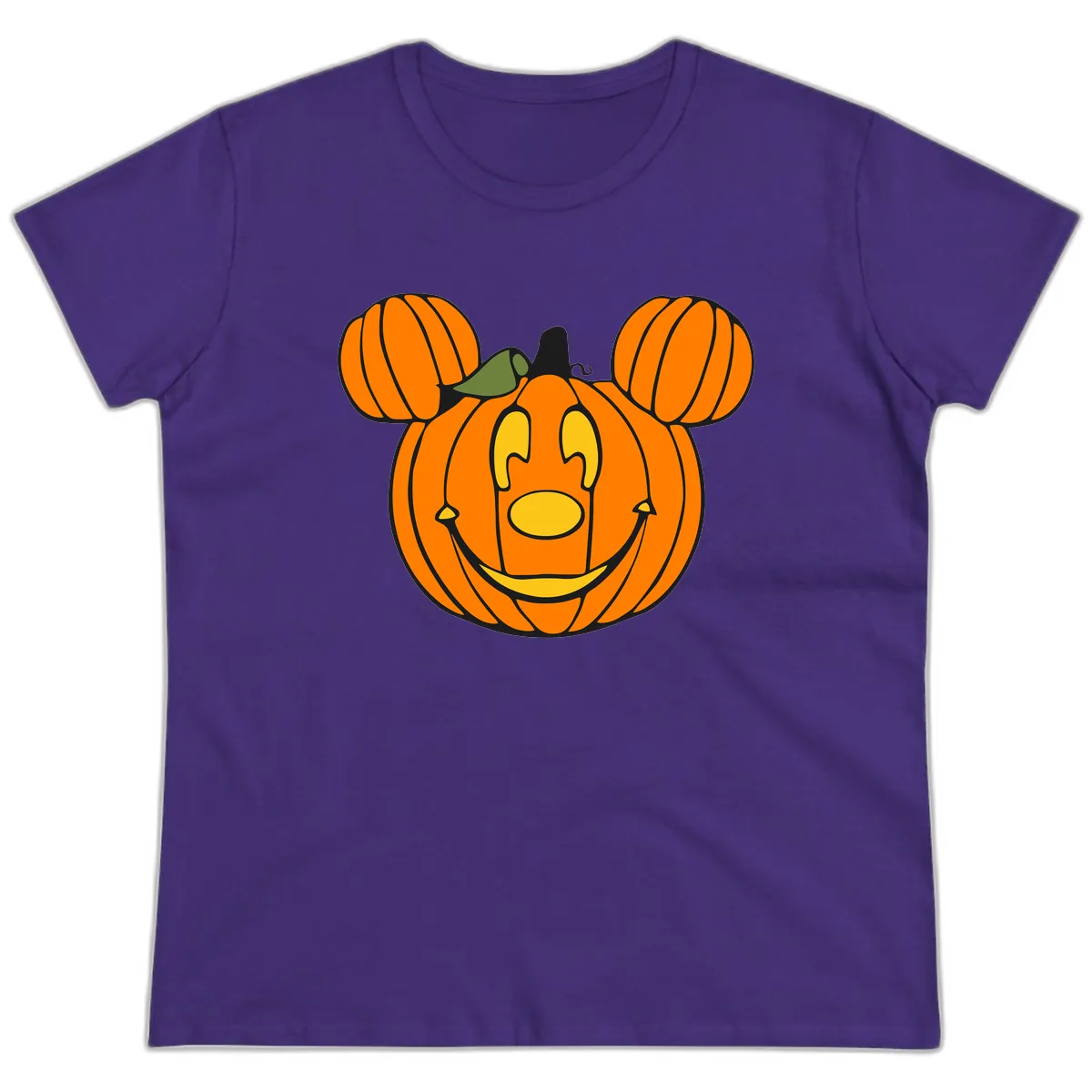 Mickey Pumpkin Halloween Jack-o-Lantern Ladies Tee in Purple