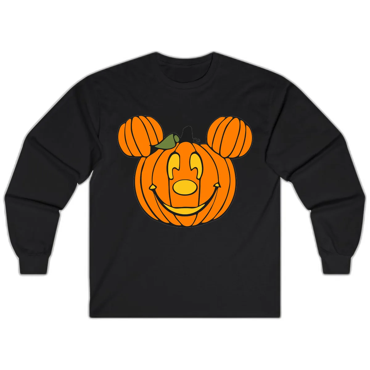 Mickey Pumpkin Halloween Jack-o-Lantern Long Sleeve in Black