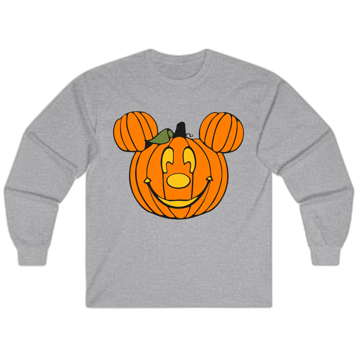 Mickey Pumpkin Halloween Jack-o-Lantern Long Sleeve in Sport Grey