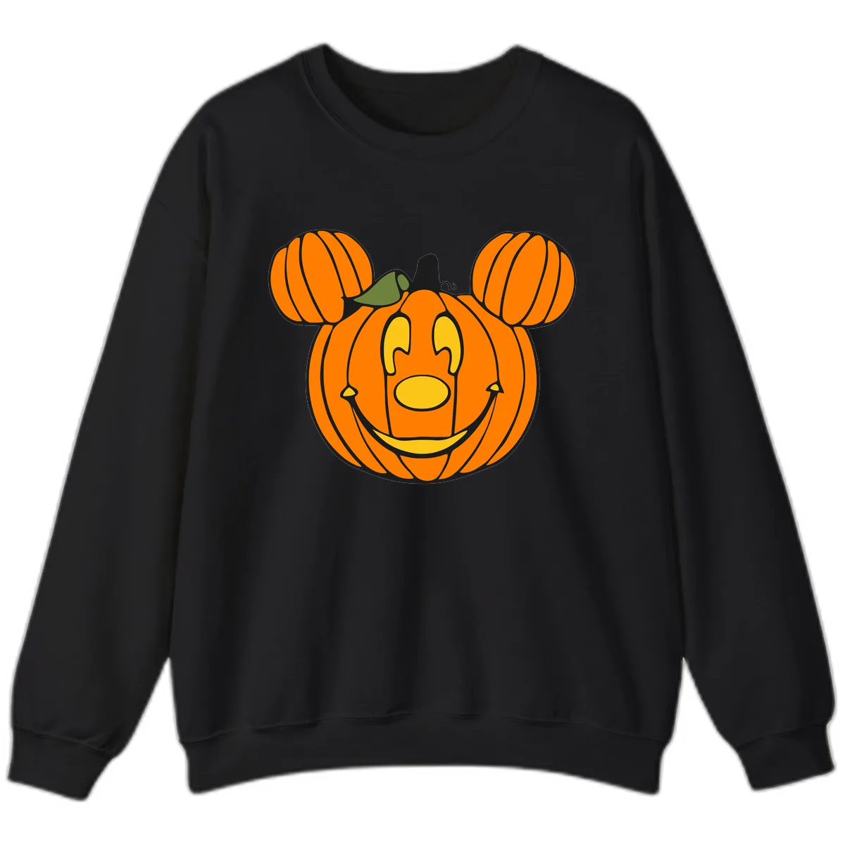 Mickey Pumpkin Halloween Jack-o-Lantern Sweatshirt in Black